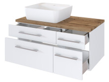 Waschtisch-Set >Davos XVI< in Weiß aus Keramik - 90x14x18cm (BxHxT)