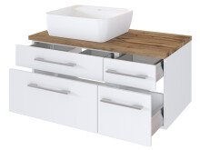 Waschtisch-Set >Davos XVI< in Weiß aus Keramik - 90x14x18cm (BxHxT)