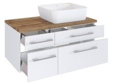 Waschtisch-Set >Davos XVII< in Weiß aus Keramik - 90x14x20cm (BxHxT)