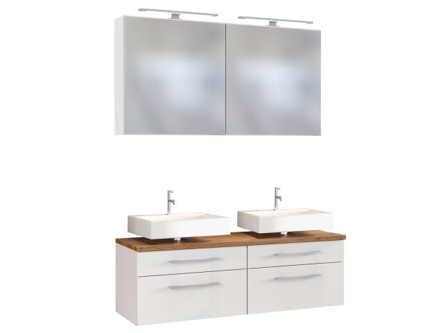 Waschtisch-Set >Davos XX< in Weiß aus MDF - 120x41x20cm (BxHxT)