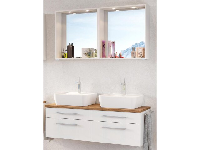 Waschtisch-Set >Davos XIX< in Weiß aus Keramik - 120x14x18cm (BxHxT)