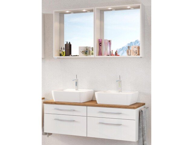 Waschtisch-Set >Davos XIX< in Weiß aus Keramik - 120x14x18cm (BxHxT)