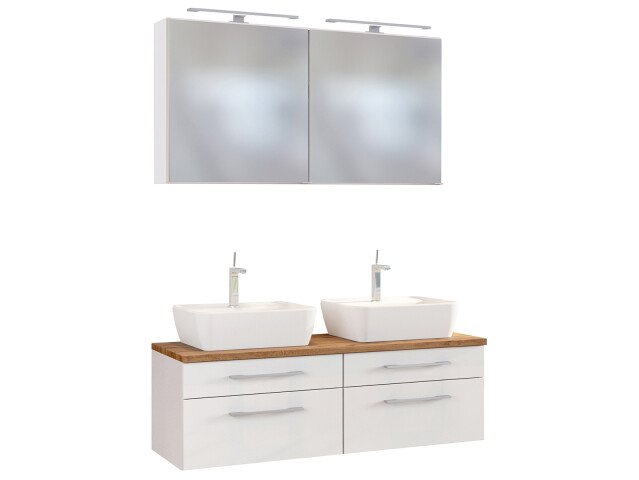 Waschtisch-Set >Davos XX< in Weiß aus Keramik - 120x14x18cm (BxHxT)