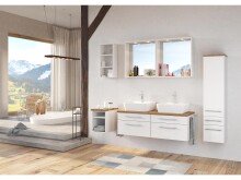 Badezimmer-Set >Davos< (6-teilig) in Weiß Wotan Eiche Nachbildung - 200x47 (BxT)
