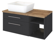 Badezimmer-Set >Davos< (6-teilig) in Graphit Grau-Matt Wotan Eiche Nachbildung