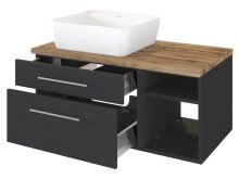 Badezimmer-Set >Davos< (6-teilig) in Graphit Grau-Matt Wotan Eiche Nachbildung