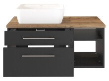 Badezimmer-Set >Davos< (6-teilig) in Graphit Grau-Matt Wotan Eiche Nachbildung