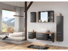 Badezimmer-Set >Davos< (6-teilig) in Graphit Grau-Matt Wotan Eiche Nachbildung