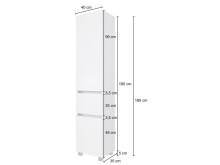 Hochschrank >Baabe I< in Weiß aus Kunststoff - 40x180x35cm (BxHxT)