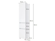 Hochschrank >Baabe I< in silberfarben aus Kunststoff - 40x180x35cm (BxHxT)