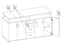 Highboard >Lyndy< in Beton - 178x90x38cm (BxHxT)