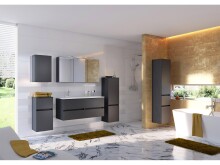 Midischrank >Baabe I< in Graphit aus Kunststoff - 40x130x35cm (BxHxT)