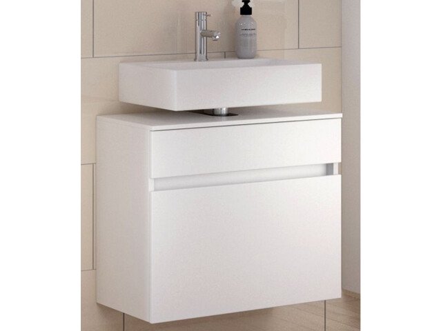 Waschbeckenunterschrank >Baabe I< in Weiß aus Kunststoff - 60x55x35cm (BxHxT)