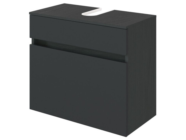 Waschbeckenunterschrank >Baabe I< in Graphit aus Kunststoff - 60x55x35cm (BxHxT)