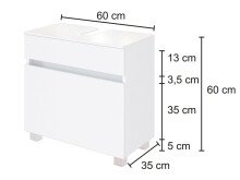 Waschbeckenunterschrank >Baabe I< in Graphit aus Kunststoff - 60x55x35cm (BxHxT)