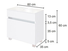 Waschbeckenunterschrank >Baabe I< in silberfarben - 60x55x35 (BxHxT)