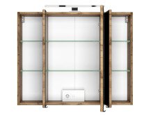 Spiegelschrank >Baabe I< in Wotan-Eiche aus Glas - 80x66x20cm (BxHxT)