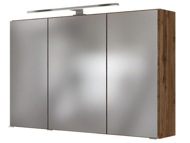 Spiegelschrank >Baabe I< in Wotan-Eiche aus Glas - 100x66x20cm (BxHxT)