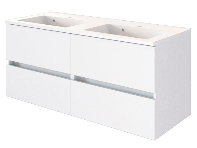 Waschtisch-Set >Baabe I< in Weiß aus MDF - 120x56x47cm (BxHxT)