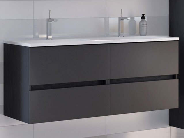 Waschtisch-Set >Baabe I< in Graphit aus MDF - 120x56x47cm (BxHxT)