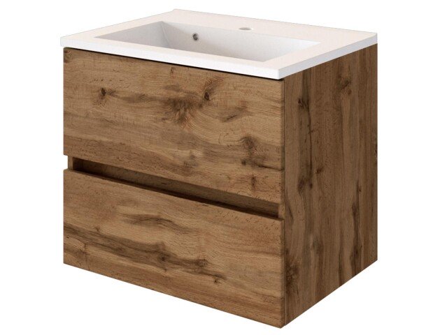 Waschtisch-Set >Baabe I< in Wotan-Eiche aus MDF - 60x56x47cm (BxHxT)