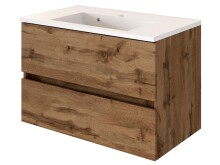 Waschtisch-Set >Baabe I< in Wotan-Eiche aus MDF - 80x56x47cm (BxHxT)