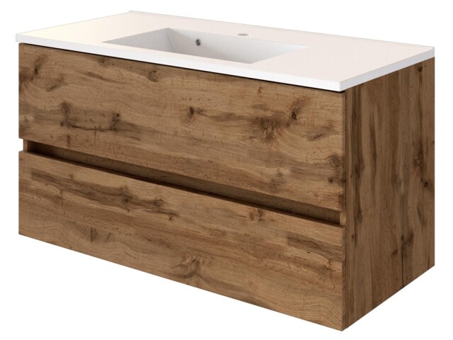 Waschtisch-Set >Baabe I< in Wotan-Eiche aus MDF - 100x56x47cm (BxHxT)