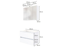 Waschtisch-Set >Baabe II< in Weiß aus MDF - 80x47cm (BxT)