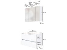 Waschtisch-Set >Baabe II< in Weiß aus MDF - 80x47cm (BxT)