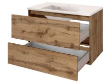 Waschtisch-Set >Baabe II< in Wotan-Eiche aus MDF - 80x47cm (BxT)