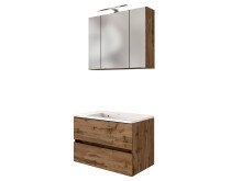 Waschtisch-Set >Baabe II< in Wotan-Eiche aus MDF - 80x47cm (BxT)