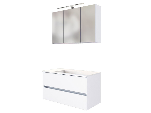 Waschtisch-Set >Baabe III< in Weiß aus MDF - 100x47cm (BxT)