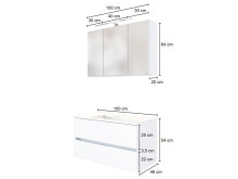 Waschtisch-Set >Baabe III< in Weiß aus MDF - 100x47cm (BxT)