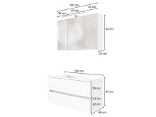 Waschtisch-Set >Baabe III< in Weiß aus MDF - 100x47cm (BxT)