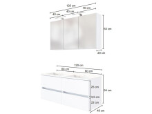 Waschtisch-Set >Baabe IV< in Weiß aus MDF - 120x47cm (BxT)