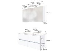 Waschtisch-Set >Baabe IV< in Weiß aus MDF - 120x47cm (BxT)