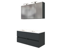 Waschtisch-Set >Baabe IV< in Graphit aus MDF - 120x47cm (BxT)