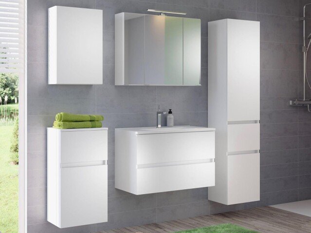 Badezimmer-Set >Baabe< (5-teilig) in Weiß - 190x47cm (BxT)