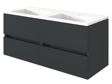 Badezimmer-Set >Baabe< (5-teilig) in Grau-Matt Graphit - 210x47cm (BxT)