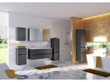 Badezimmer-Set >Baabe< (5-teilig) in Grau-Matt Graphit - 210x47cm (BxT)