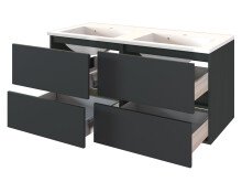 Badezimmer-Set >Baabe< (5-teilig) in Grau-Matt Graphit - 210x47cm (BxT)