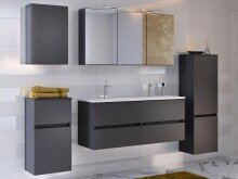 Badezimmer-Set >Baabe< (5-teilig) in Grau-Matt...