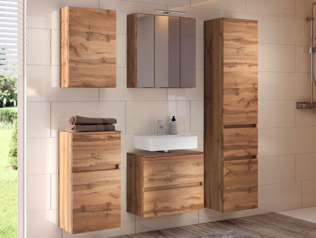 Badezimmer-Set >Baabe< (5-teilig) in Wotan-Eiche - 170x47cm (BxT)