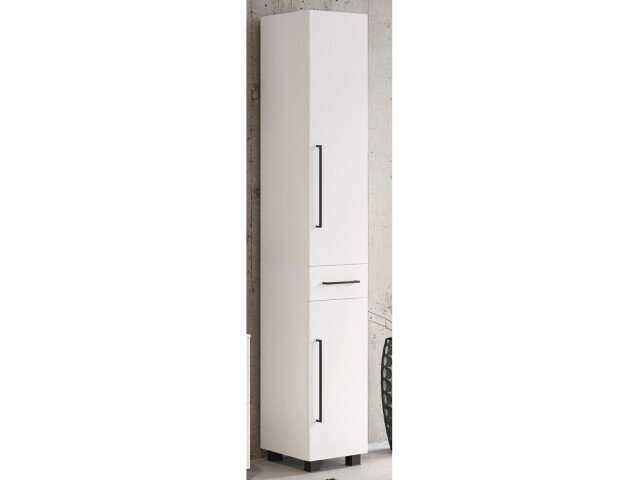 Hochschrank >Luzern I< in Weiß aus Metall - 30x180x35cm (BxHxT)