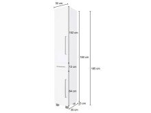 Hochschrank >Luzern I< in Weiß aus Metall - 30x180x35cm (BxHxT)