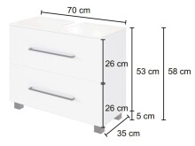 Waschbeckenunterschrank >Luzern I< in Weiß aus Metall - 70x54x35cm (BxHxT)