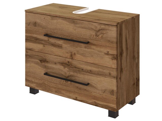 Waschbeckenunterschrank >Luzern I< in Schwarz aus Metall - 70x54x35cm (BxHxT)