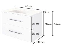 Waschtisch-Set >Luzern I< in Weiß aus Metall - 80x56x47cm (BxHxT)