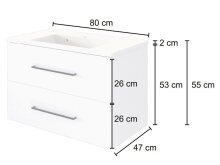 Waschtisch-Set >Luzern I< in Schwarz aus Metall - 80x56x47cm (BxHxT)