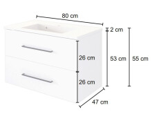 Waschtisch-Set >Luzern II< in Schwarz aus Keramik - 80x56x47cm (BxHxT)